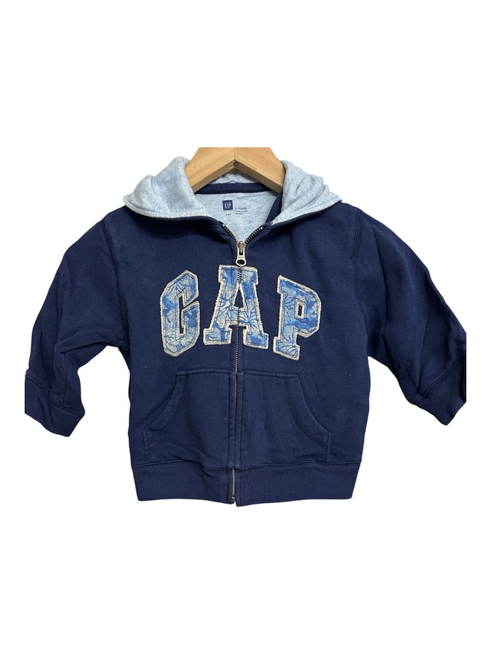 GAP Navy Blue Embroidered Logo Kids Zip-Up Hoodie-Size 2T
